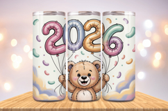 Festive Happy New Year Tumbler Wrap 2026: 20oz Skinny Tumble Product Image 1
