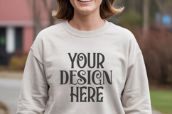 White Gildan 18000 Mockup, Sweatshirt Crewneck Mockups Product Image 1