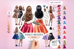 Fancy Besties Clipart, Short Dresses Product Image 1