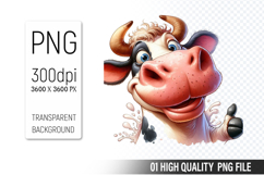 Cute Cow, Animal Sublimation Clipart PNG Product Image 1