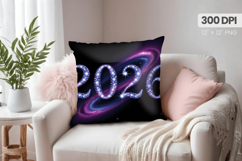 Happy New Year PNG Pillow, Festive New Year's Eve 2026 PNG Product Image 1