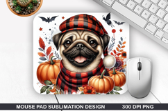 Dog Mouse Pad Sublimation, Autumn Mouse Pad PNG Design Product Image 1