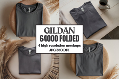 Gildan 64000 Folded Tshirt Mockup , Folded Tee Flat Lay Product Image 1