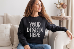 Black Gildan 18000 Sweatshirt Mockup,G18000 Crewneck Sweatsh Product Image 1