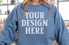Indigo Blue Gildan 18000 Crewnwck Sweatshirt Mockup, gildan Product Image 1