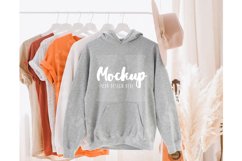 Sport Grey 18500 Gildan Hanging Hoodie Mockup | Boho Mockup Product Image 1
