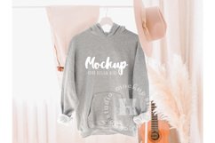 Sport Grey 18500 Gildan Hanging Hoodie Mockup | Boho Mockup Product Image 1
