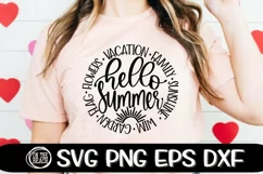 HELLO SUMMER SVG - Summer - Words - Circle - SVG PNG EPS DXF Product Image 2