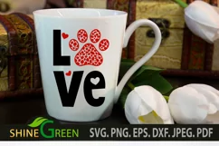 Valentines svg Love Paw Cheetah Print for Dog/Cat Lovers Product Image 2