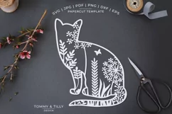 Cat Meadow Animal - Papercut Template SVG EPS DXF PNG Product Image 2