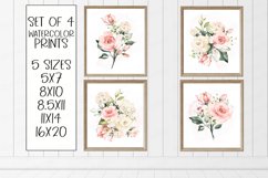 Watercolor Roses and Greenery Print Set of 4 Prints Product Image 1