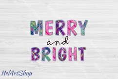 Merry And Bright Sublimation PNG, Christmas design png Product Image 2