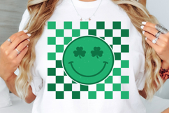 Retro St Patricks Day png | Shamrock Checkerboard Product Image 1