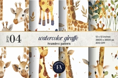 Watercolor Giraffe Pattern | Safari Animal Seamless Paper Product Image 1