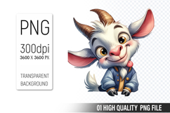 Cute Goat, Animal Sublimation Clipart PNG Product Image 1