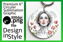 Cute Keychain Circle Design PNG , Beauty Woman Product Image 1