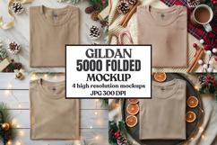 Gildan 5000 Folded Christmas Mockup, G5000 mockup Product Image 1