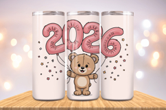 Festive Happy New Year Tumbler Wrap 2026: 20oz Skinny Tumble Product Image 1
