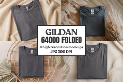 Gildan 64000 Folded Tshirt Mockup , Folded Tee Flat Lay Product Image 1