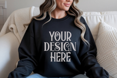 Black Gildan 18000 Sweatshirt Mockup,G18000 Crewneck Sweatsh Product Image 1