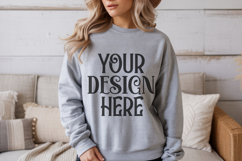 Sport Grey Gildan 18000 Crewneck Sweatshirt Mockups,G18000 Product Image 1