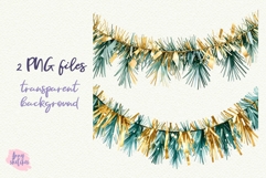 Vintage Christmas Garland Clipart Retro Christmas PNG Product Image 2