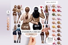 Fashion Chicks Clipart, Best Friends Girls, Custom Portrait Product Image 1
