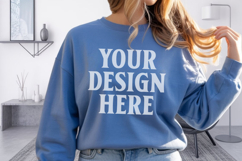 Indigo Blue Gildan 18000 Crewnwck Sweatshirt Mockup, gildan Product Image 1