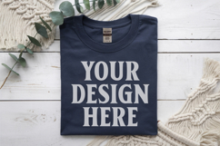 Navy Gildan 5000 Flat Lay Tshirt Mockup, G5000 mockups Product Image 1