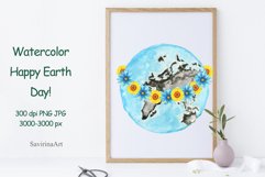 Happy Earth Day!Watercolor clipart eco. Product Image 2