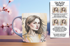 Vibrant 11oz Mug Wrap Png Template , Beauty Woman Product Image 1