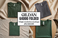 Gildan 64000 Folded Tshirt Mockup , Folded Tee Flat Lay Product Image 1