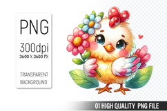 Cute Chicken, Animal Sublimation Clipart PNG Product Image 1