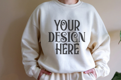 White Gildan 18000 Mockup, Sweatshirt Crewneck Mockups Product Image 1
