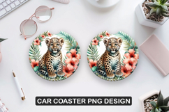 Cheetah Cub Car Coaster Sublimation| Animal Coaster PNG Product Image 1