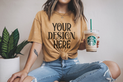 Mustard Comfort Colors 1717 T-shirt Mockups, Real Model Product Image 1