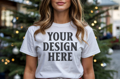 Christmas Bella Canvas 3001 White Shirt Mockup ,Trandy mock Product Image 1