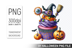 Spooky Cute Halloween Cupcakes Clipart PNG Bundle Product Image 6