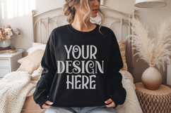 Black Gildan 18000 Sweatshirt Mockup,G18000 Crewneck Sweatsh Product Image 1