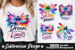 Dream Without Limits Dragonfly Sublimation PNG for T Shirt Product Image 1