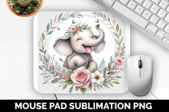 Elephant, Cute Animal Mouse Pad PNG, Animal Lover Gift Product Image 1