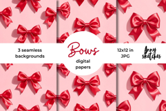 Red Bows Digital Paper Kit Coquette Bows Patterns Product Image 1