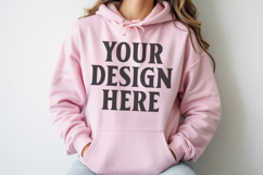 Light Pink Gildan 18500 Hoodie Mockup, G18000 Hoodie Mod Product Image 1