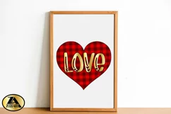 Valentine Sublimation PNG Love Heart Buffalo Plaid PNG File Product Image 2