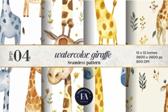 Watercolor Giraffe Pattern | Safari Animal Seamless Paper Product Image 1