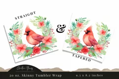 Cute Watercolor Christmas Cardinal Tumbler Wrap PNG Product Image 3