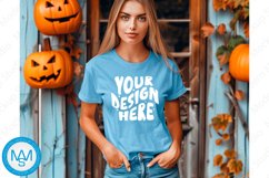 Sky women Tshirt Mockup, Halloween tshirt mockup Product Image 1