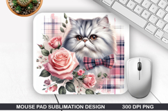 Cat Flower Mouse Pad Sublimation, Animals Mouse Pad PNG Product Image 1