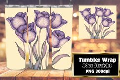 Floral Watercolor Tumbler Design Sublimation Wrap 20oz Product Image 1