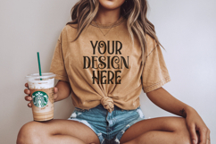 Mustard Comfort Colors 1717 T-shirt Mockups, Real Model Product Image 1